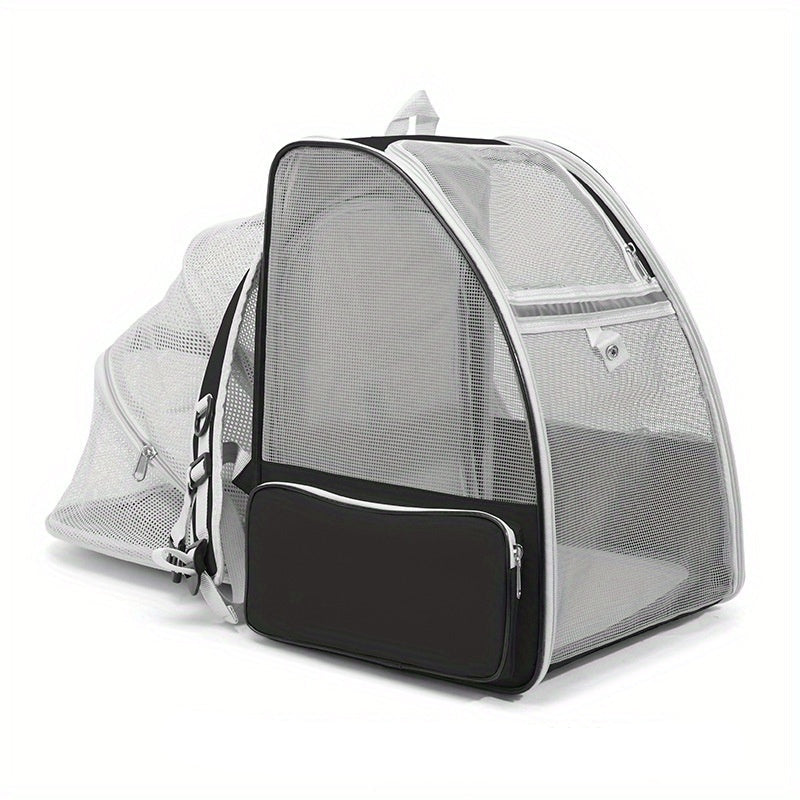 Utvidbar katte-ryggsekk med 3-sidig netting