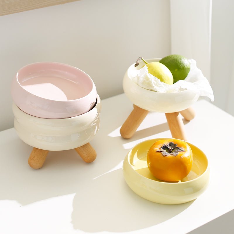 Keramisk vannskål med trestativ – opphøyet design for hund og katt 🐶🐱