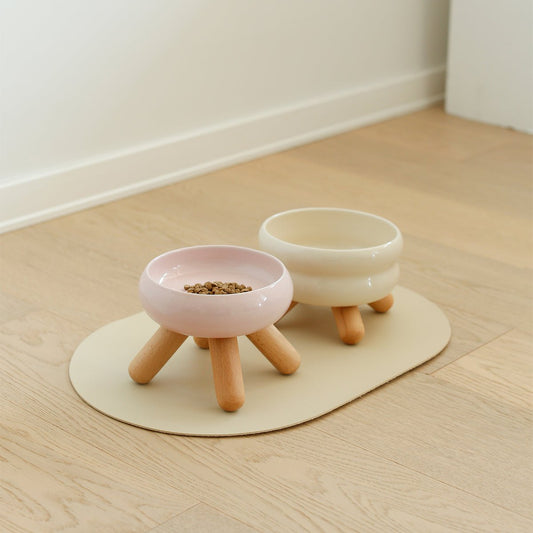 Keramisk vannskål med trestativ – opphøyet design for hund og katt 🐶🐱